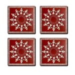 Traditional Aipan Art Tea Coaster Set – Handmade Decorative Coasters - Image 3